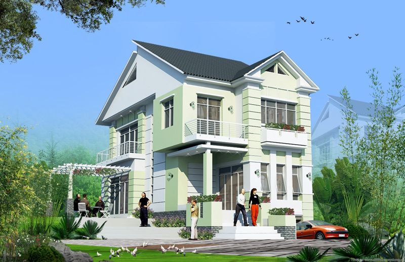 Màu trắng kết hợp cùng màu xanh lá