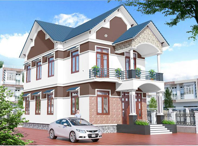 Mẫu biệt thự sơn màu nâu cafe Mẫu biệt thự sơn màu nâu cafe