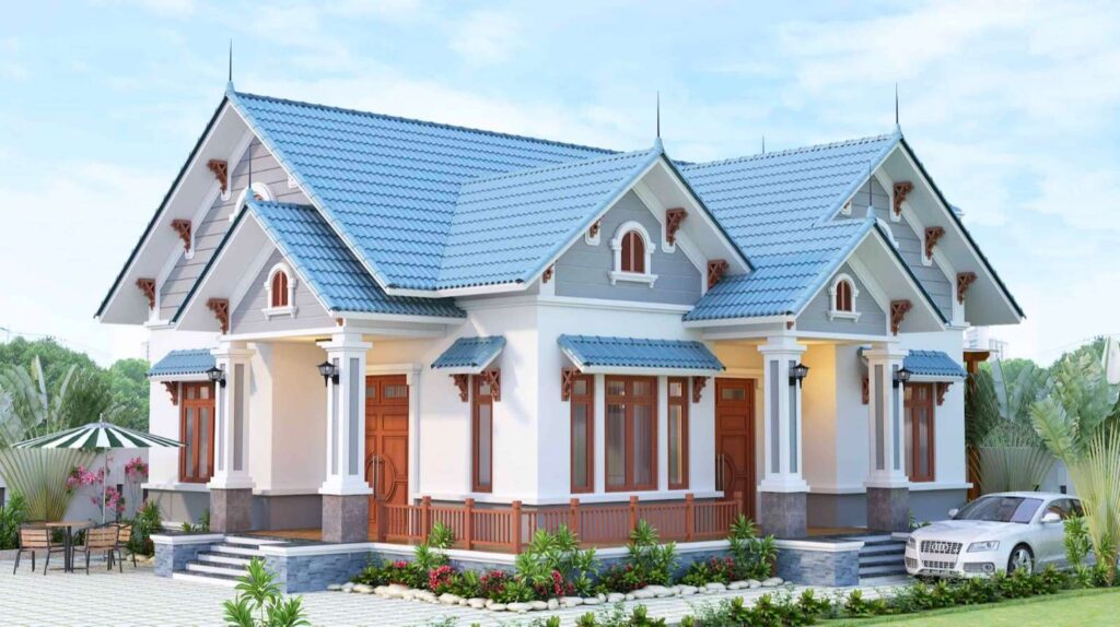 Màu cam đất kết hợp cùng màu xanh