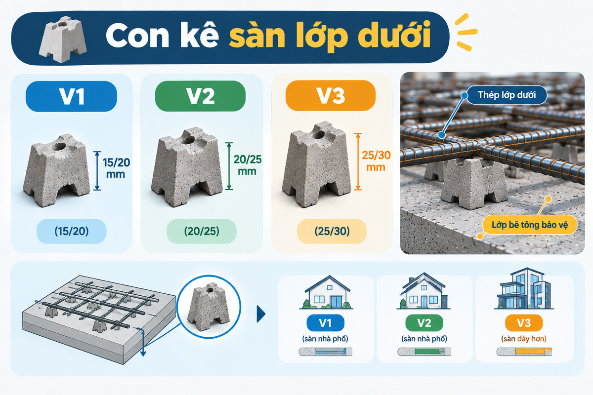 Nhóm V: con kê sàn lớp dưới