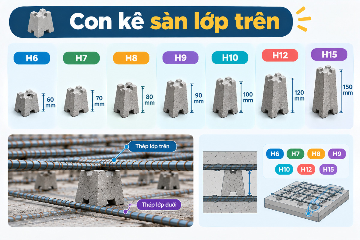 Nhóm H: con kê sàn lớp trên