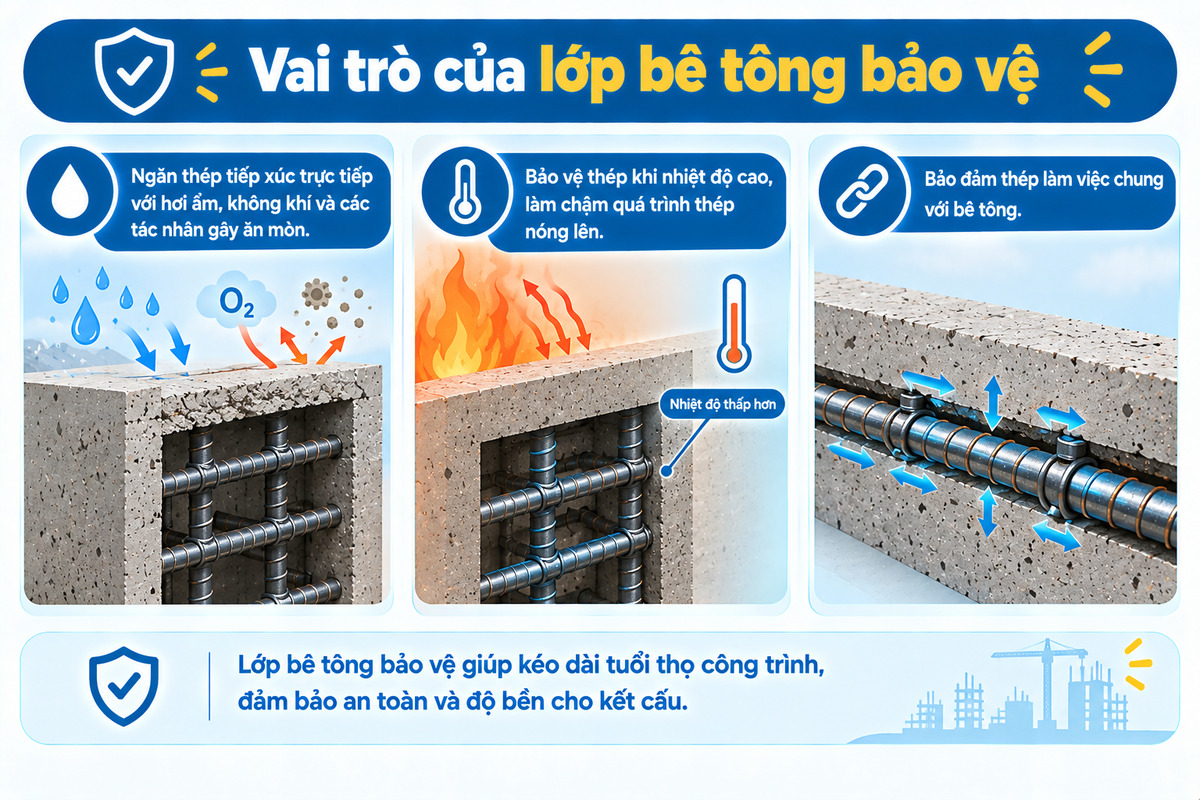 Vai trò của lớp bê tông bảo vệ