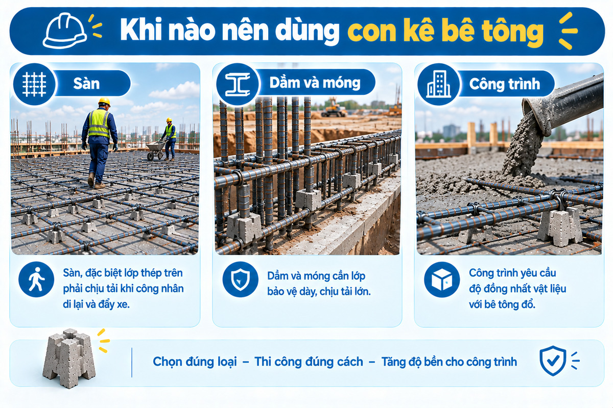 Khi nào nên dùng con kê bê tông